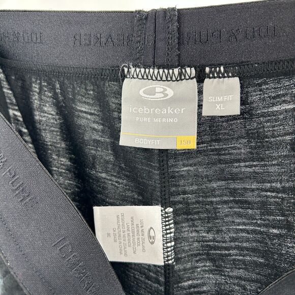ICEBREAKER Men's Black Bodyfit 150 Base Layer 100% Merino Wool Slim Fit Pants XL - Picture 8 of 8